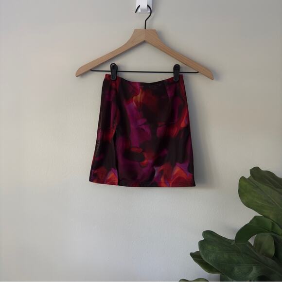 White Fox Mesh Slit Hem Front Mini Skirt Zipper Zip Up Back Stretch Sexy Short - Picture 1 of 11